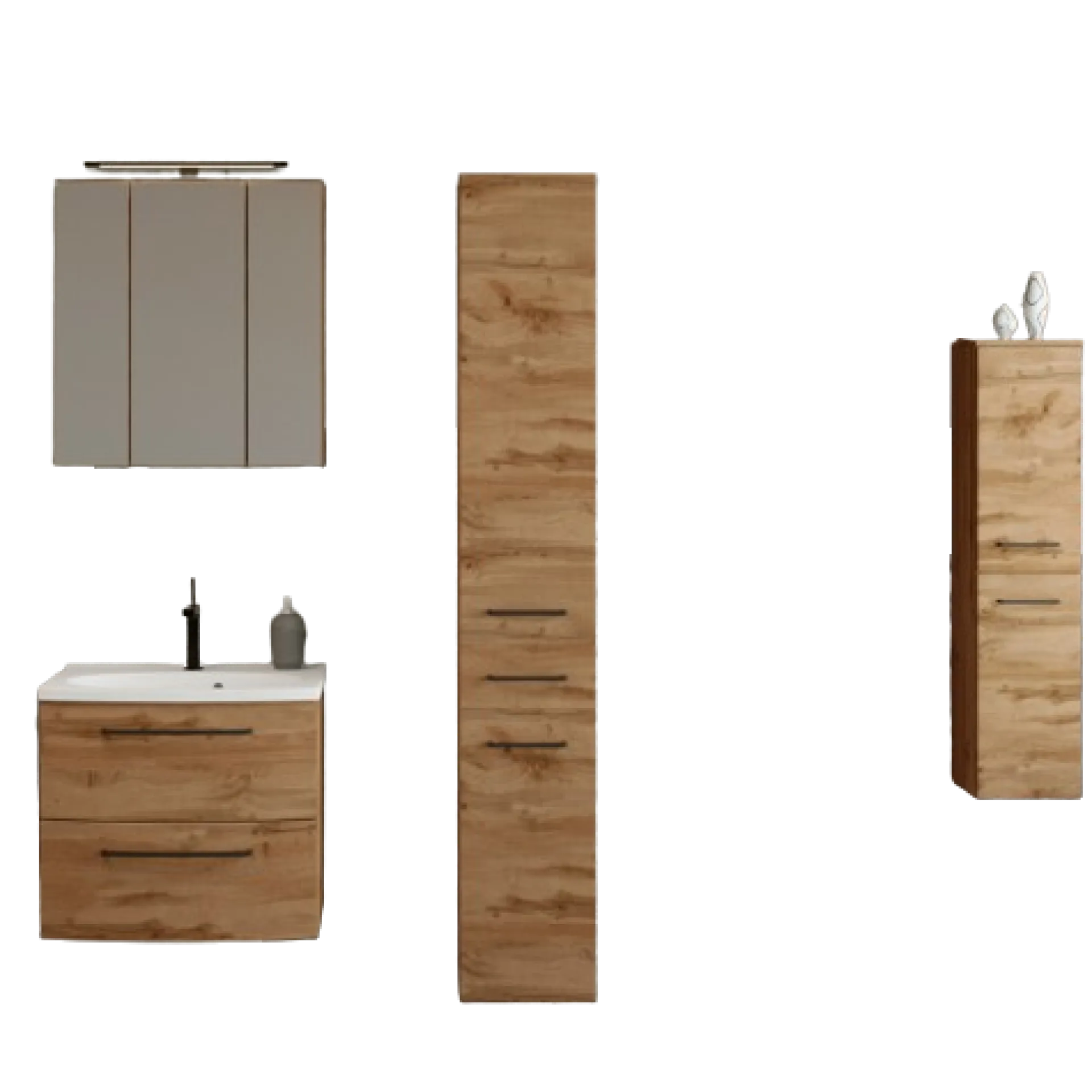 Held MalvoBadezimmer : Spiegelschrank, Waschbeckenschrank, Säulenschränke - Eiche