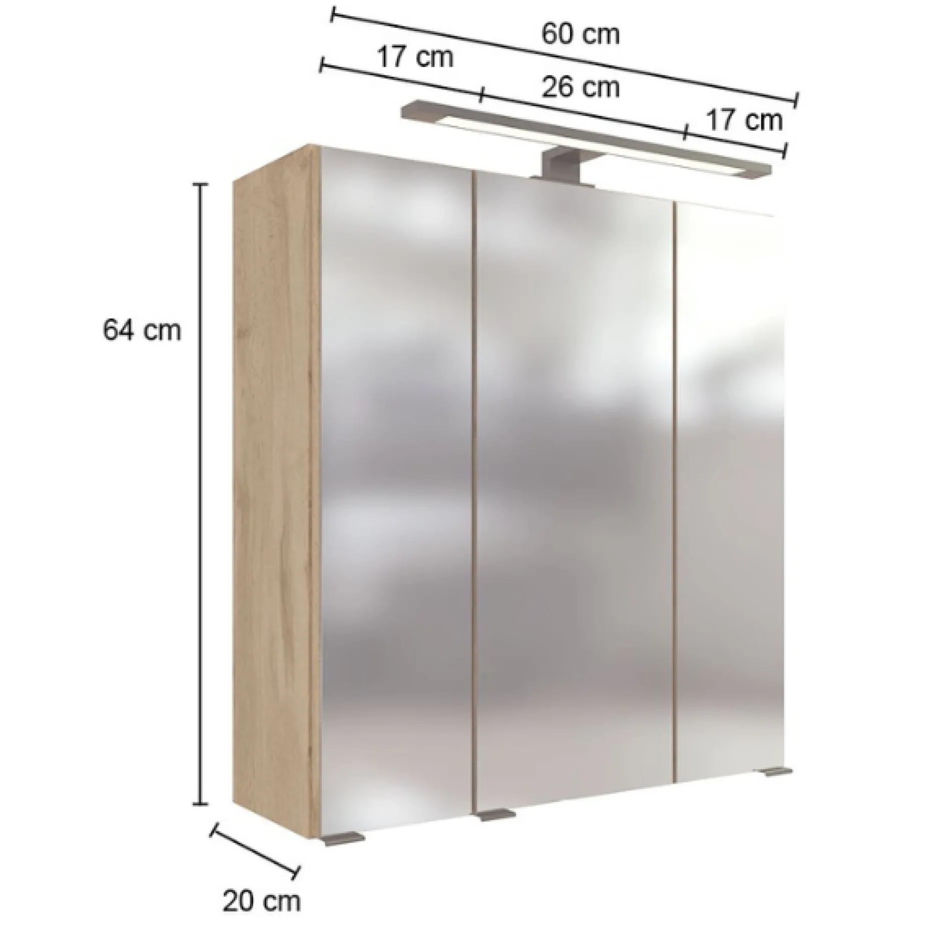 MalvoBadezimmer : Wandschränke, Spiegelschrank, Waschbeckenunterschrank, Säulenschrank, Regal - Eiche