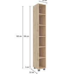 MalvoBadezimmer : Wandschränke, Spiegelschrank, Waschbeckenunterschrank, Säulenschrank, Regal - Eiche