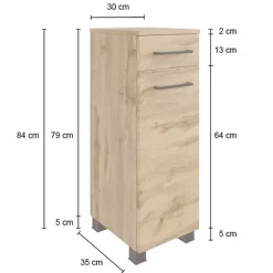 Held MalvoBadezimmer : Wandschränke, Spiegelschrank, Waschtischschrank, Säulenschrank - Eiche