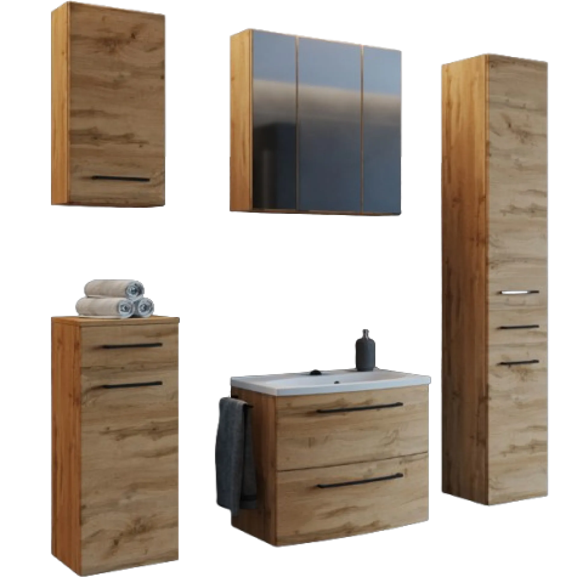 Held MalvoBadezimmer : Wandschränke, Spiegelschrank, Waschtischschrank, Säulenschrank - Eiche