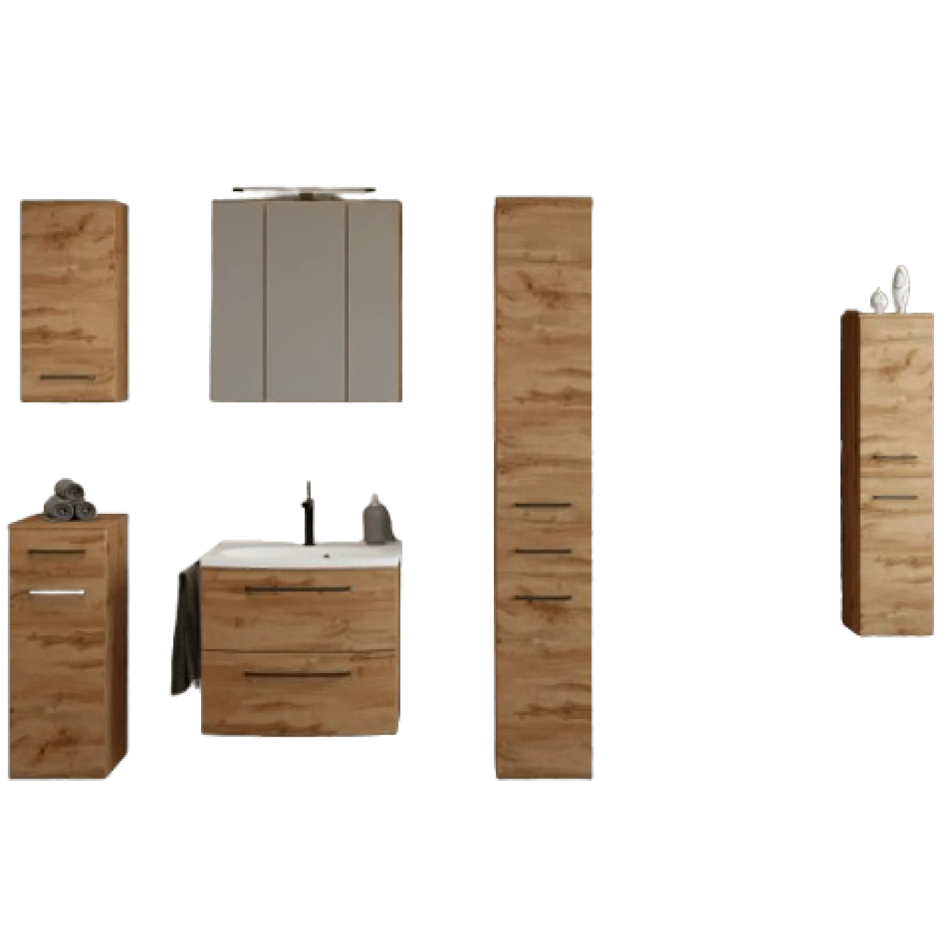 Held MalvoBadezimmer : Wandschränke, Spiegelschrank, Waschtischschrank, Säulenschränke - Eiche