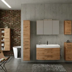 Held MalvoBadezimmer : Wandschränke, Spiegelschrank, Waschtischschrank, Säulenschränke - Eiche