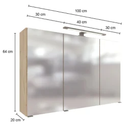 Held MalvoBadezimmer : Wandschränke, Spiegelschrank, Waschtischschrank, Säulenschrank, Regal - Eiche
