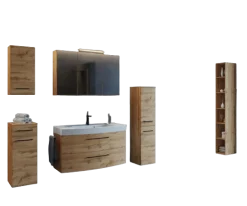 Held MalvoBadezimmer : Wandschränke, Spiegelschrank, Waschtischschrank, Säulenschrank, Regal - Eiche