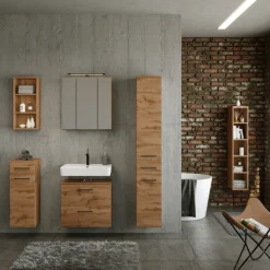 Held MalvoBadezimmer : Wandschränke, Spiegelschrank, Waschbeckenunterschrank, Säulenschrank, Regal - Eiche