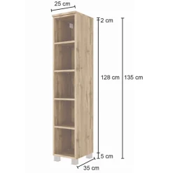 Held MalvoBadezimmer : Wandschränke, Spiegelschrank, Waschbeckenunterschrank, Säulenschrank, Regal - Eiche