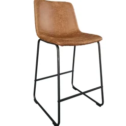 Rousseau Mancia Barhocker PU Cognac - Metall und Vintage Polsterung