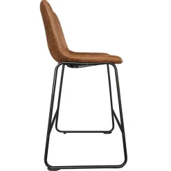 Rousseau Mancia Barhocker PU Cognac - Metall und Vintage Polsterung