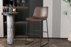 Rousseau Mancia Barhocker PU Dunkel - Metall und Vintage Polsterung
