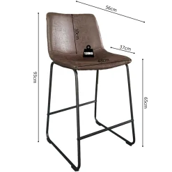 Rousseau Mancia Barhocker PU Dunkel - Metall und Vintage Polsterung