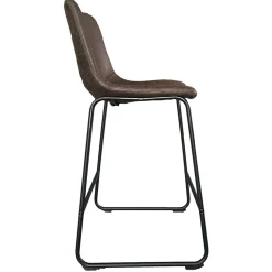 Rousseau Mancia Barhocker PU Dunkel - Metall und Vintage Polsterung
