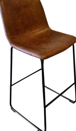 Rousseau Mancia" PU-Barhocker in Cognac 99x48x56 cm - Vintage-Stil
