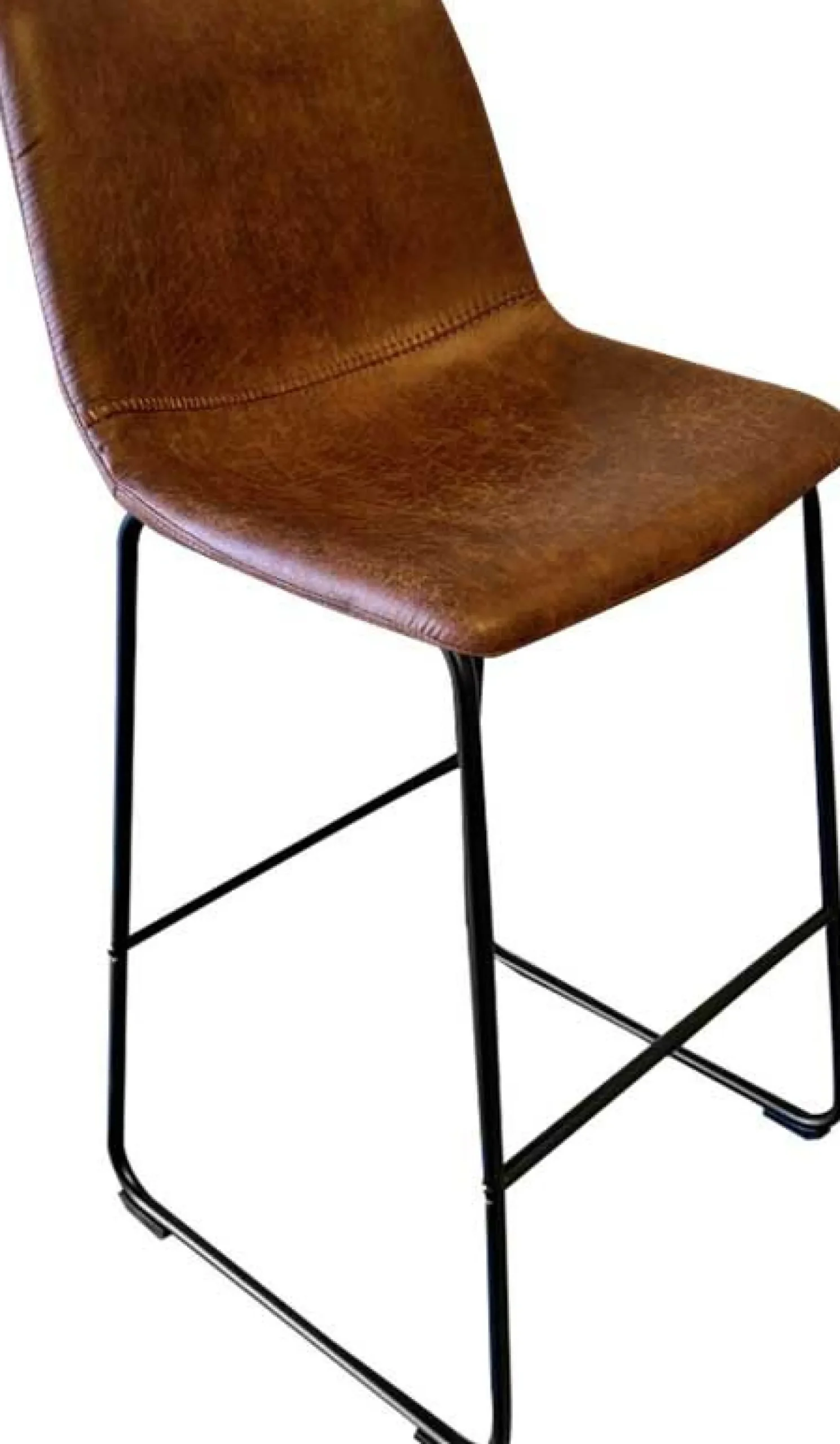 Rousseau Mancia" PU-Barhocker in Cognac 99x48x56 cm - Vintage-Stil