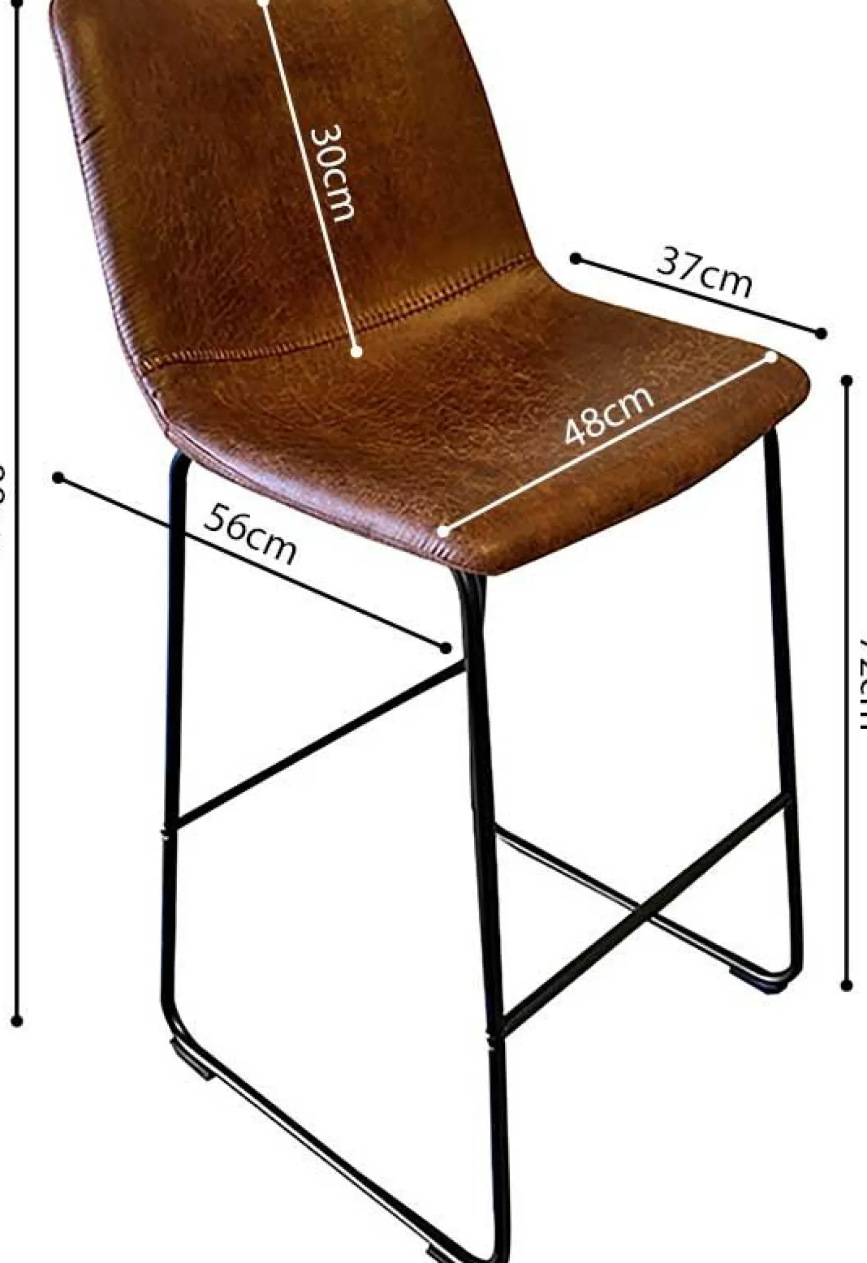 Rousseau Mancia" PU-Barhocker in Cognac 99x48x56 cm - Vintage-Stil