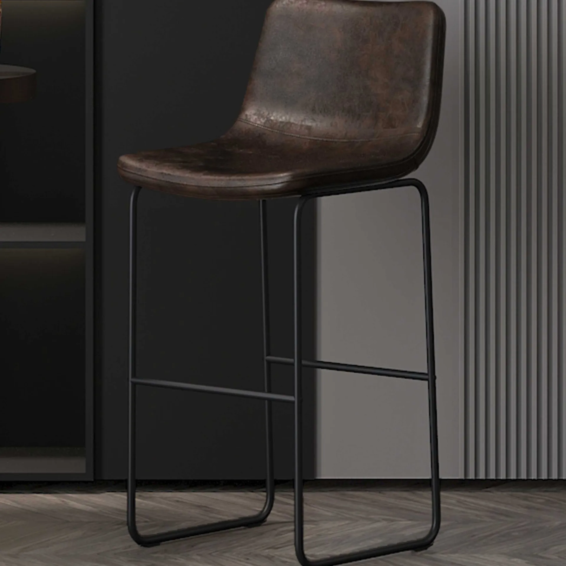 Rousseau Mancia PU Dunkel Barhocker - Vintage PU Polsterung | 99x48x56 cm