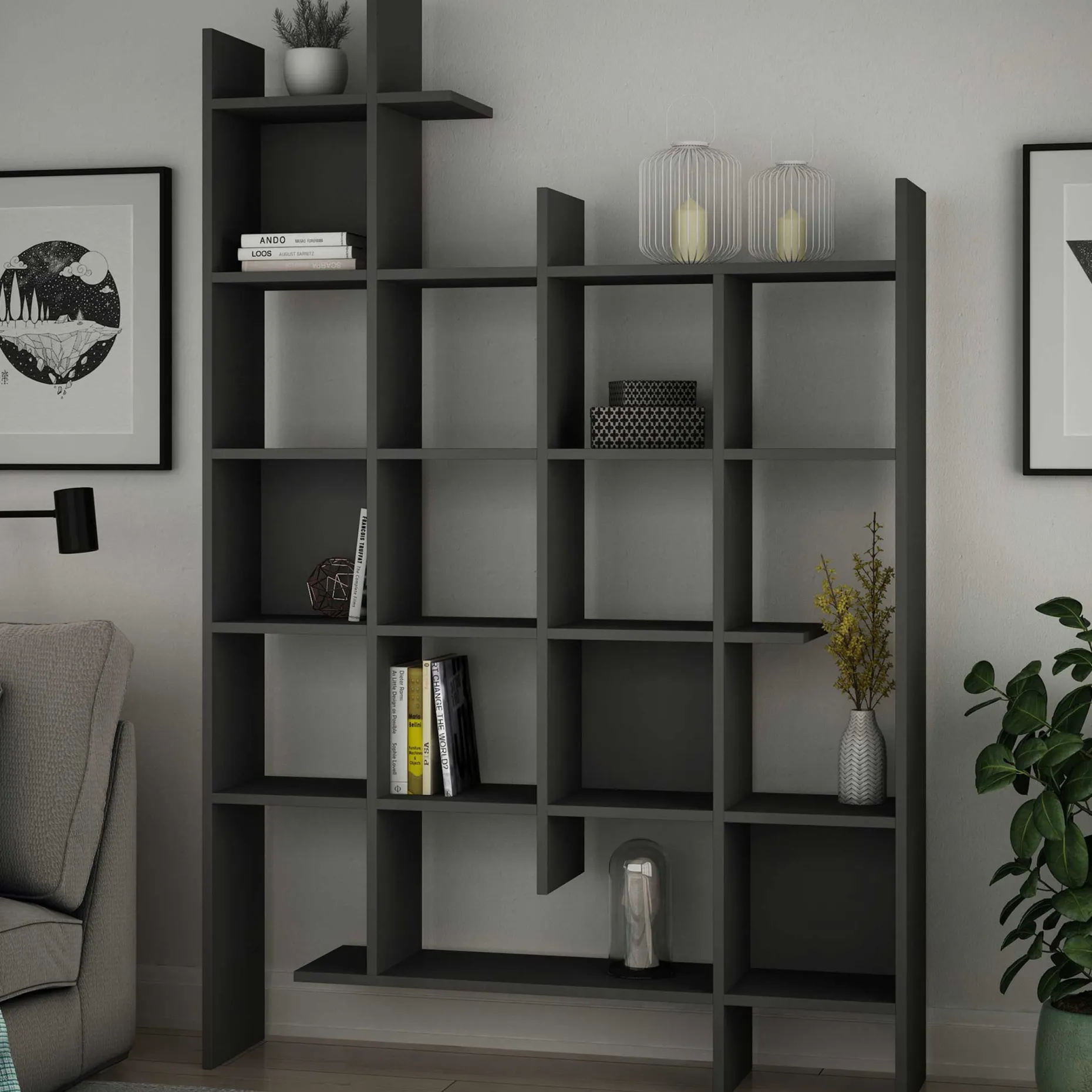 Manco Bücherregal | 100 % MELAMIN | Anthrazit