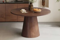 Rousseau Mangolia Runder Tisch 130 cm | Metallgestell, Exotenholzplatte
