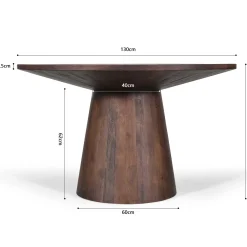 Rousseau Mangolia Runder Tisch 130 cm | Metallgestell, Exotenholzplatte