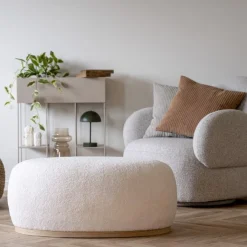 House Nordic Manhattan Grau Bouclé Hocker - 54,5x88,5x36 cm