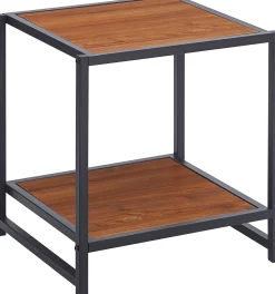 Emob Exclusive Marek Beistelltisch - 48x44x50cm - schwarzes Metall/Walnuss