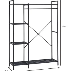 Marek Offener Kleiderschrank - 120x40x171cm - schwarzes Metall