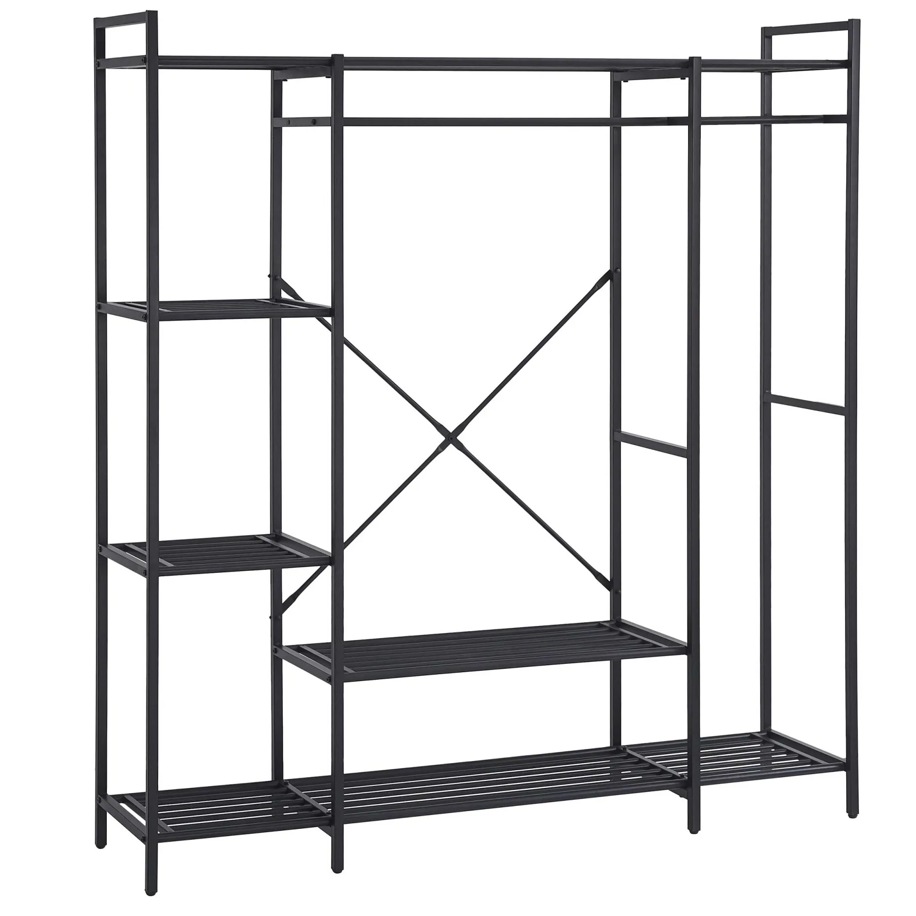 Marek Offener Kleiderschrank - 160x40x171cm - schwarzes Metall