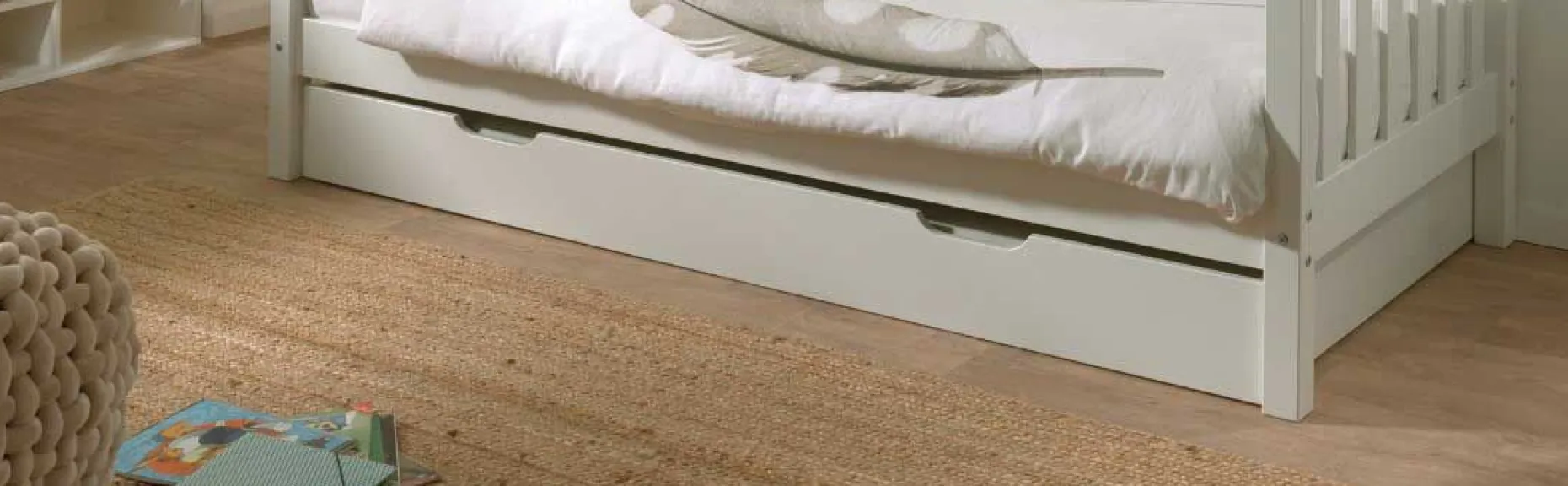 Margrit Weißes Kajuitbett (90 x 200 cm) Rollbett - Belgisches Design