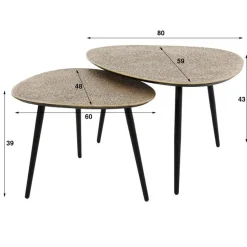 Emob Mariola Couchtisch-Set Bio-Antik-