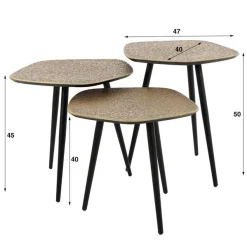 Emob Mariola Couchtisch-Set Bio 3 Tische-antike