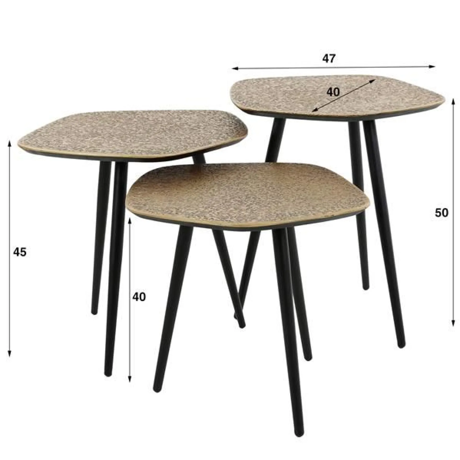 Emob Mariola Couchtisch-Set Bio 3 Tische-antike