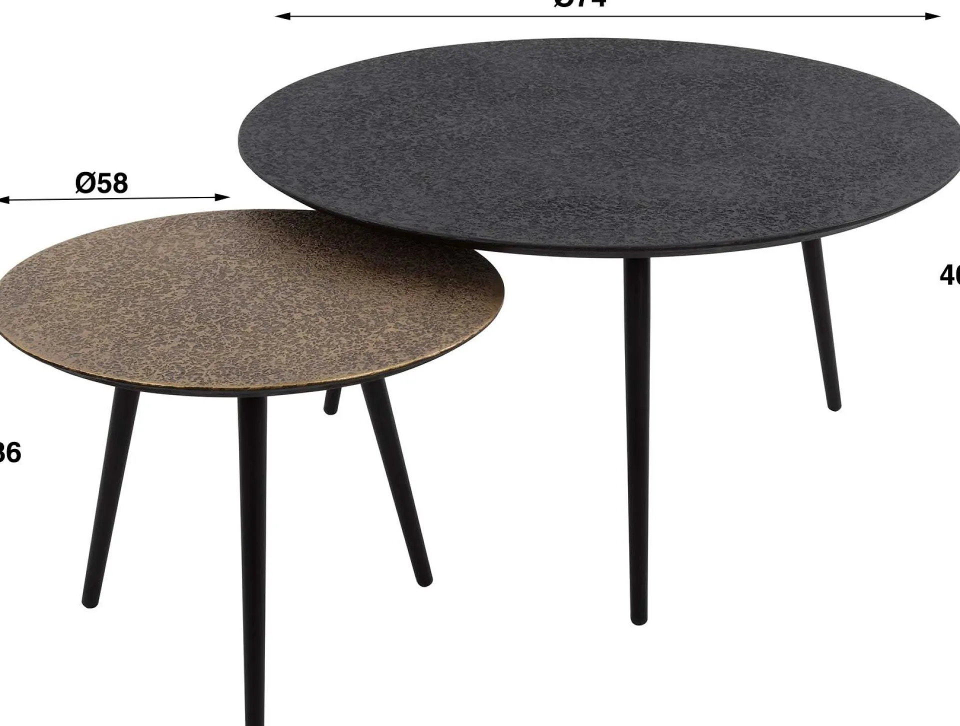 Emob MariolaCouchtisch-Set -metallic/