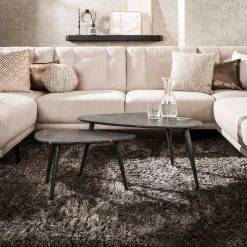 Emob Mariola Satz von 2 Couchtischen 80x44 cm--braun