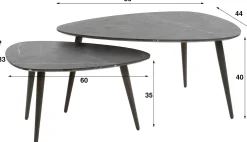 Emob Mariola Satz von 2 Couchtischen 80x44 cm--braun