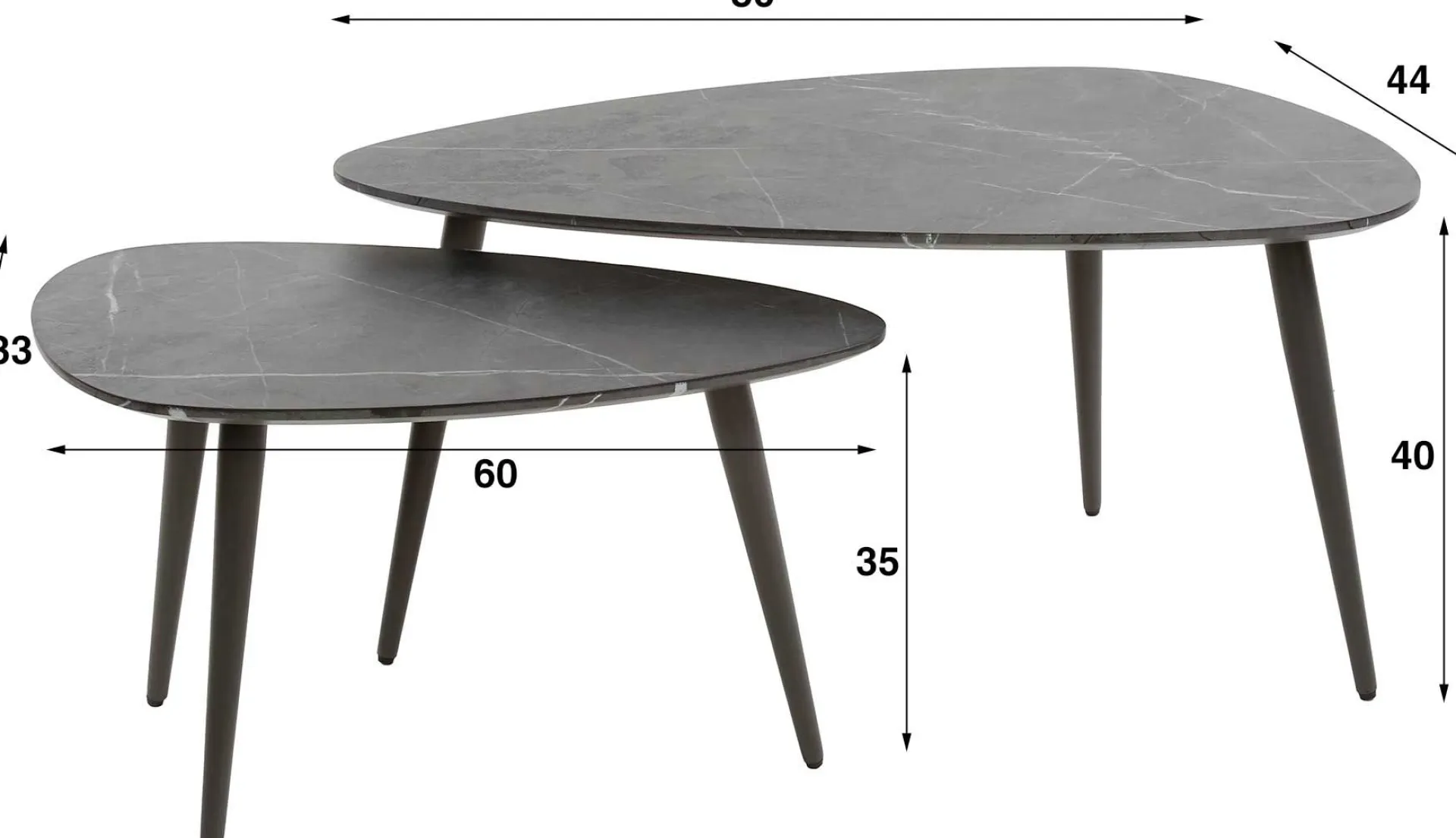 Emob Mariola Satz von 2 Couchtischen 80x44 cm--braun