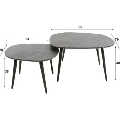 Emob Mariola Satz von 2 Couchtischen 85x79x40 cm--braun