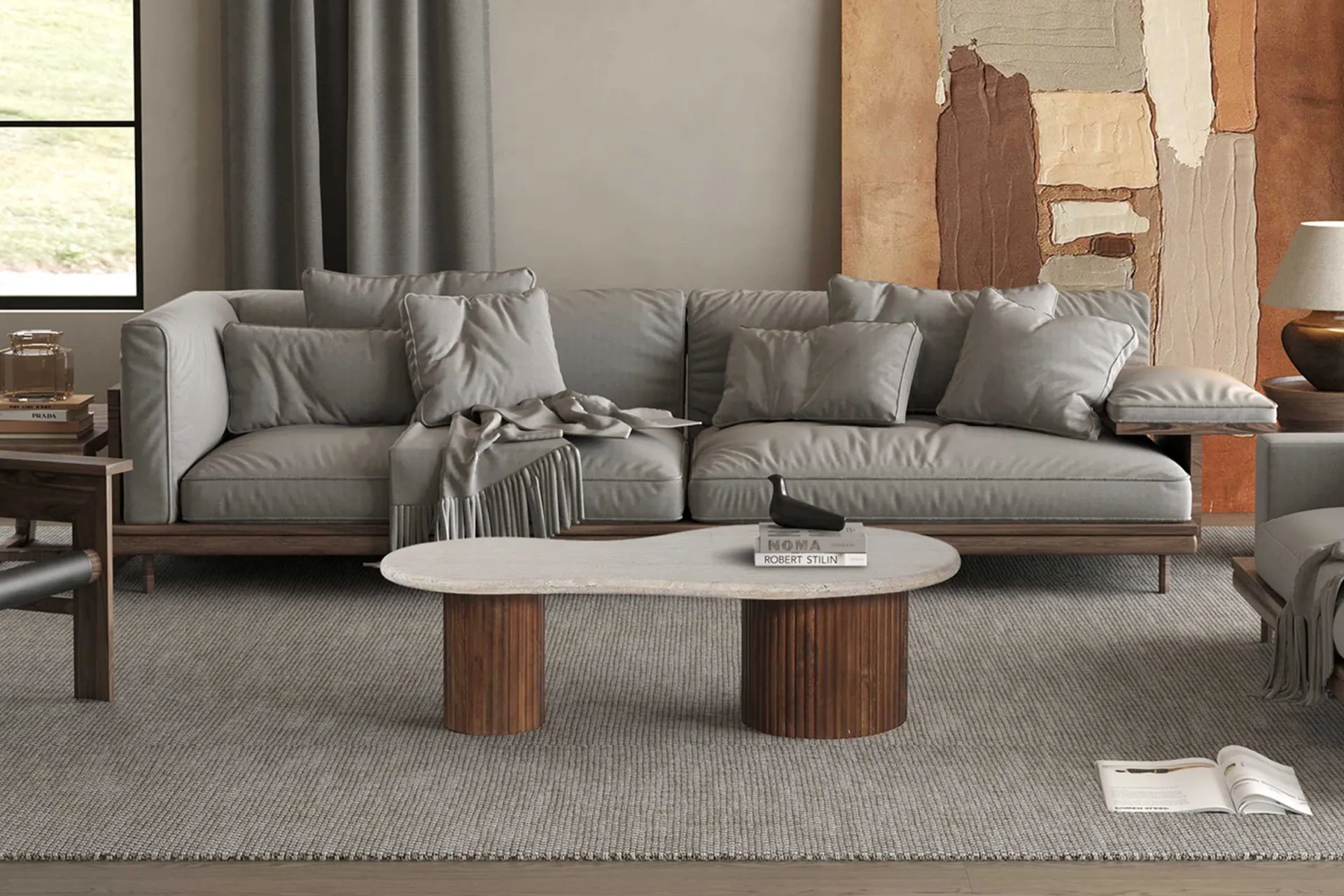Rousseau Marlon Couchtisch | 120 x 60 x 40 cm | Travertin