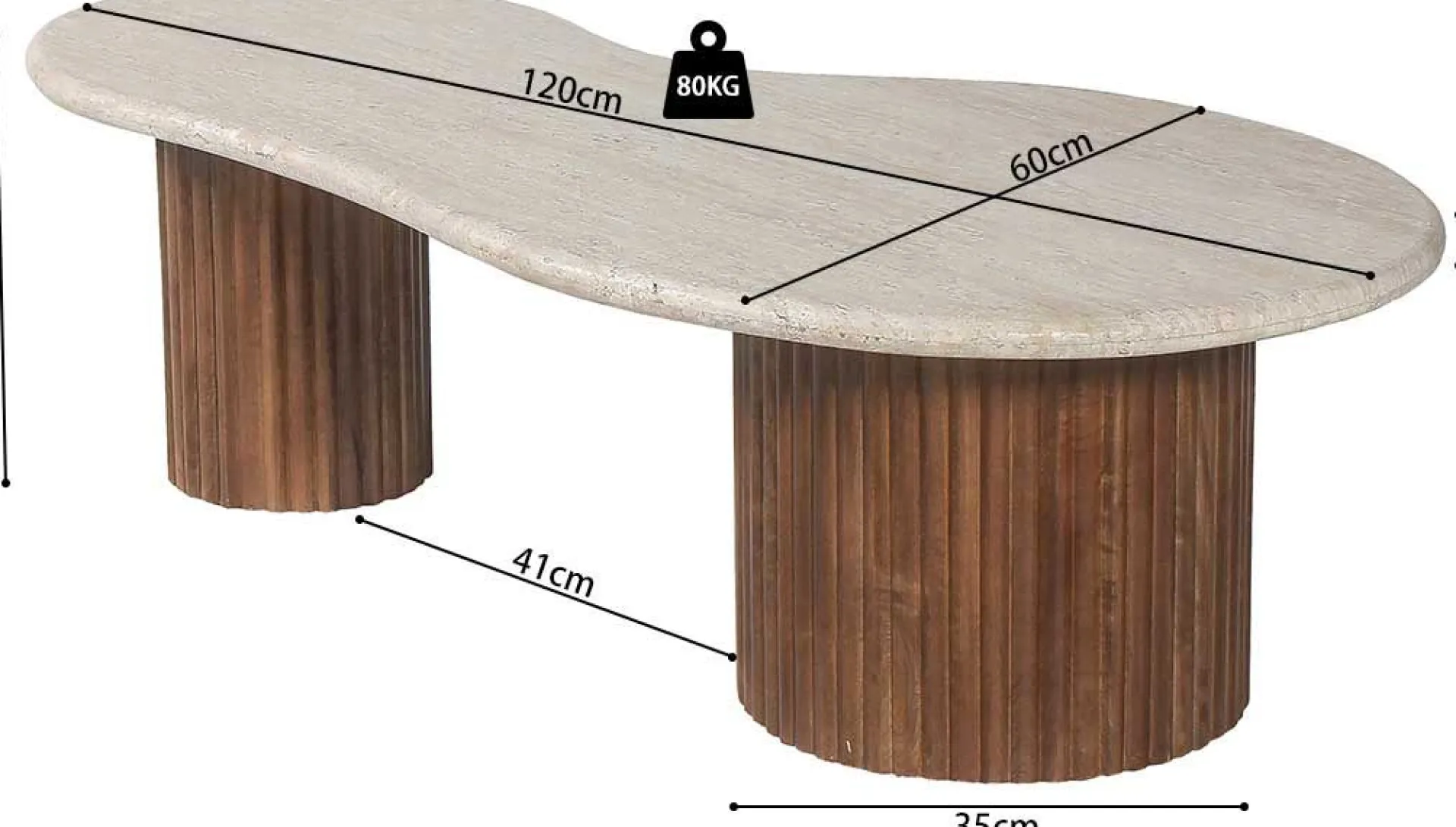 Rousseau Marlon Couchtisch | 120 x 60 x 40 cm | Travertin