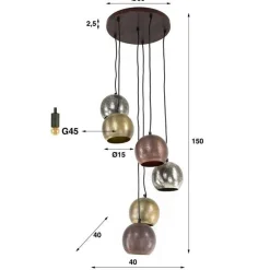 Emob Marsha Pendelleuchte ø35 cm-chrom/gold/kupfer