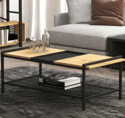 Emob Mata Couchtisch | 100 % MELAMIN | Walnuss, Schwarz