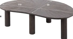 Emob Maya Teak Nieren Couchtisch 110cm - Massiv Teak Espresso