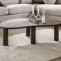 Emob Maya Teak Nieren Couchtisch 110cm - Massiv Teak Espresso