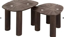 Emob Maya Teak Rechteckiger Couchtisch - Massiv Teak Espresso (2er Set)".