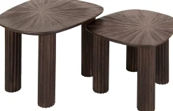 Emob Maya Teak Rechteckiger Couchtisch - Massiv Teak Espresso (2er Set)