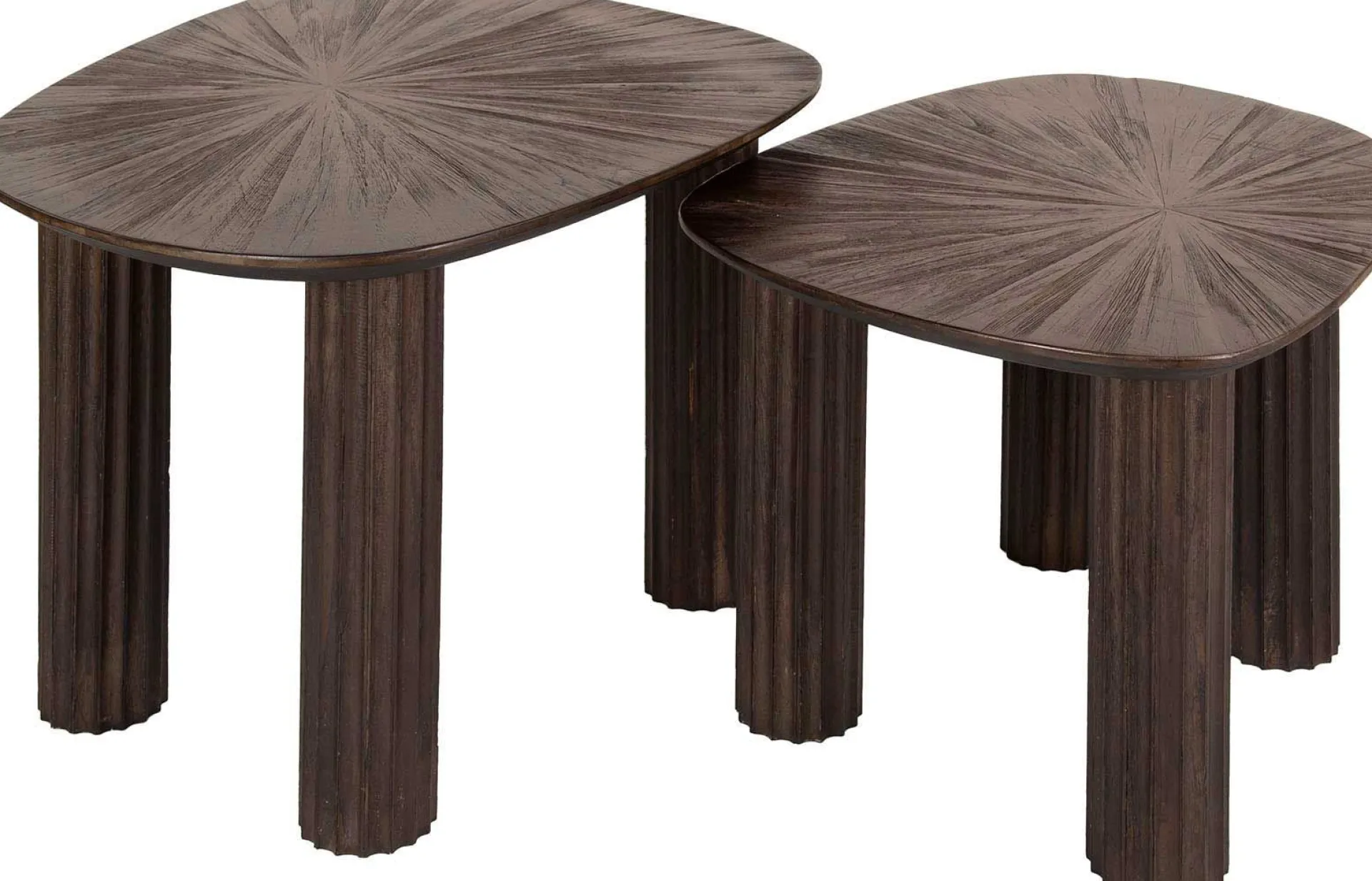 Emob Maya Teak Rechteckiger Couchtisch - Massiv Teak Espresso (2er Set)".