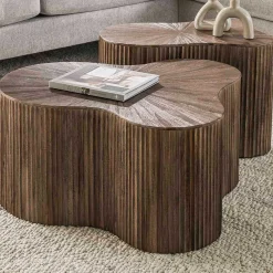 Emob Maya Teak Shamrock Couchtisch Set/2 - Massiv Teak Espresso