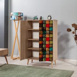 Mehrzweckschrank Multibox - 100% MELAMINE - Sonoma Eiche - 80 x 127 x 36 cm