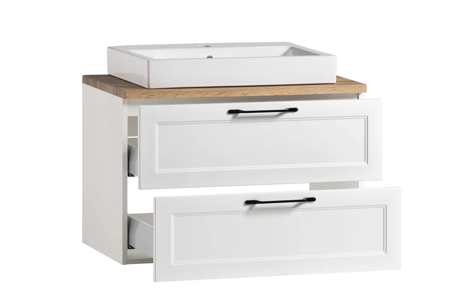 Meran Waschtischunterschrank | 80 x 47 x 65 cm | Eiche weiß