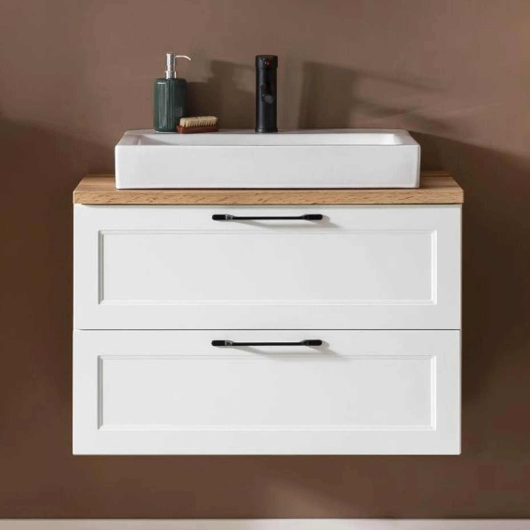 Meran Waschtischunterschrank | 80 x 47 x 65 cm | Eiche weiß