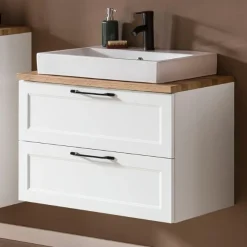 Meran Waschtischunterschrank | 80 x 47 x 65 cm | Eiche weiß